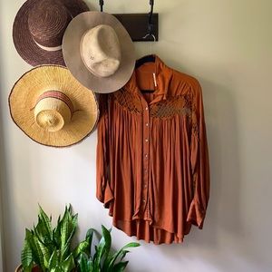 Free people crocheted buttondown